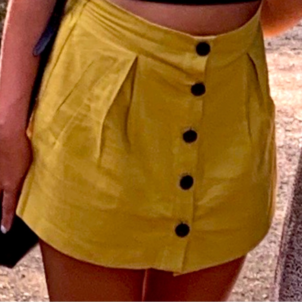 Mustard button-up skort